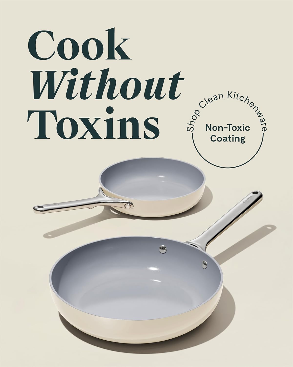 Caraway Fry Pan Duo - Nonstick Ceramic Frying Pan (8" & 10.5”) - Non Toxic, PTFE & PFOA Free - Oven Safe & Compatible with All Stovetops (Gas, Electric & Induction) - Gray