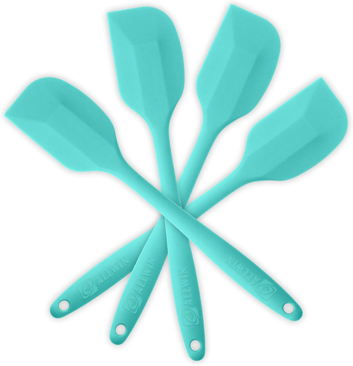 Silicone Spatula 4-piece Set, Heat-Resistant Non-stick Rubber Spatulas with Stainless Steel Core, Light Blue