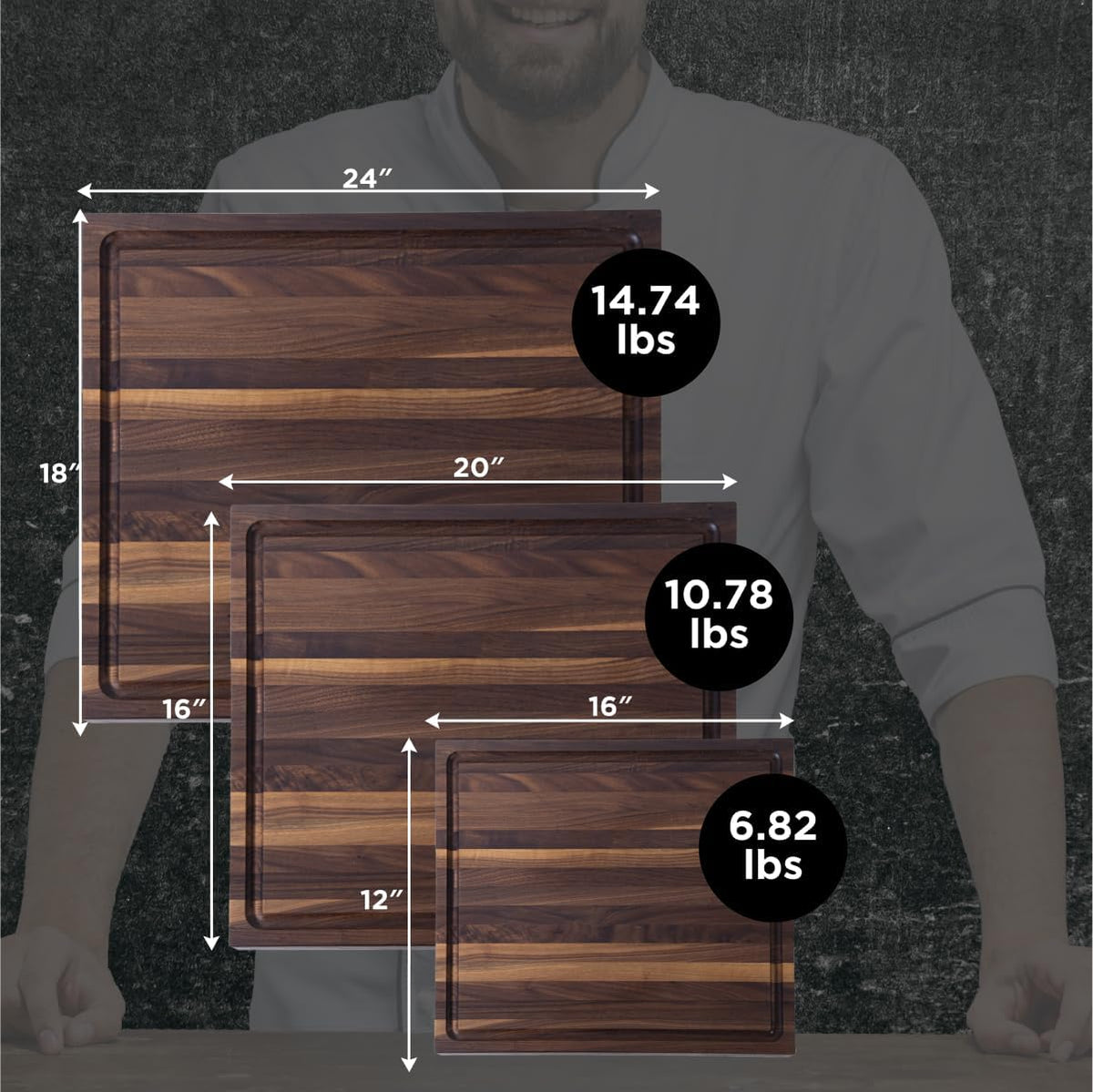 Large Cutting Board from American Walnut - A Butcher Block with Juice Groove for Easy Cutting of Meat and Juicy Veggies - Walnut Chopping Board - 20x16x1.5 inches