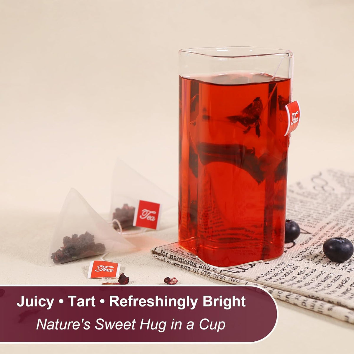 TEARELAE - Blueberry Tea, 40 Count - Premium Blueberry Tea Bags with Hibiscus, Mint & Raisins - Refreshing Taste - Non-GMO - Caffeine-Free
