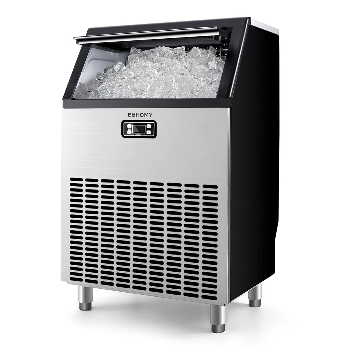 EUHOMY Commercial Ice Maker Machine, 200lbs Daily Output, Under Counter ice Machine with 65lbs Ice Storage Capacity, Perfect for Home/Bar/Restaurant/Outdoor Activities(Stainless Steel)