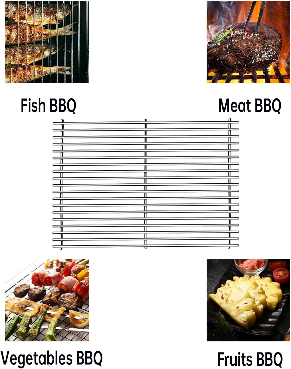 Kalomo Grill Grates Flavorizer Bars Parts for Weber Genesis II E-310, S-310, E-315, E-330, E-335, S-335, LX S-340, E-340, 66802, 66795 18”Porcelain Steel Grids BBQ Gas Grill Replacement Parts