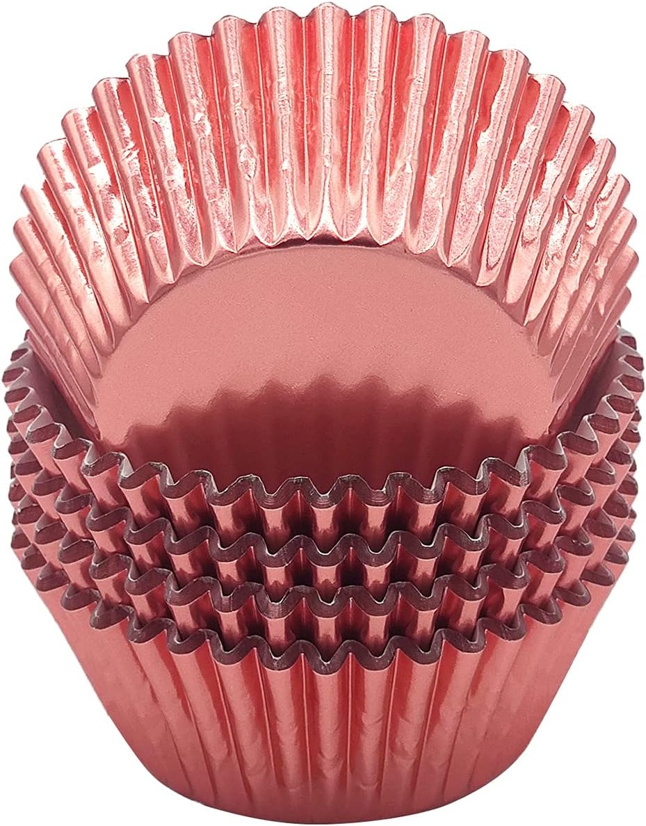 Standard Rose Gold Foil Cupcake Liners Muffin Baking Cups for Party and More, 100-Count