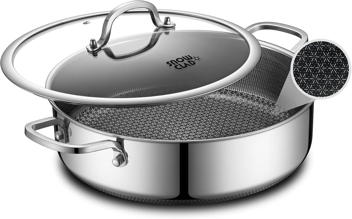 Saute Pan,Hybrid Non Stick 5 Quart Everyday pan,Chicken Fryer, PFOA Free Cookware,12 inch Deep Frying Pans with Lid,Dishwasher and Oven Safe,Works on Induction,Ceramic and Gas Cooktops
