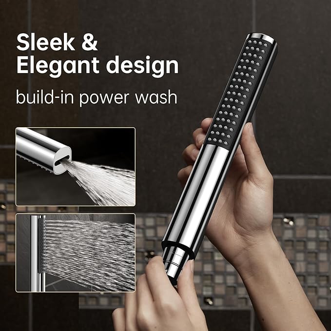 Veken Shower Head, 10'' All Metal Rain Shower Heads with Handheld Spray Combo, Hand Held Bathroom Combo with Extension Arm, Dual shower with Power Wash, Adjustable Rainfall Showerhead, Chrome