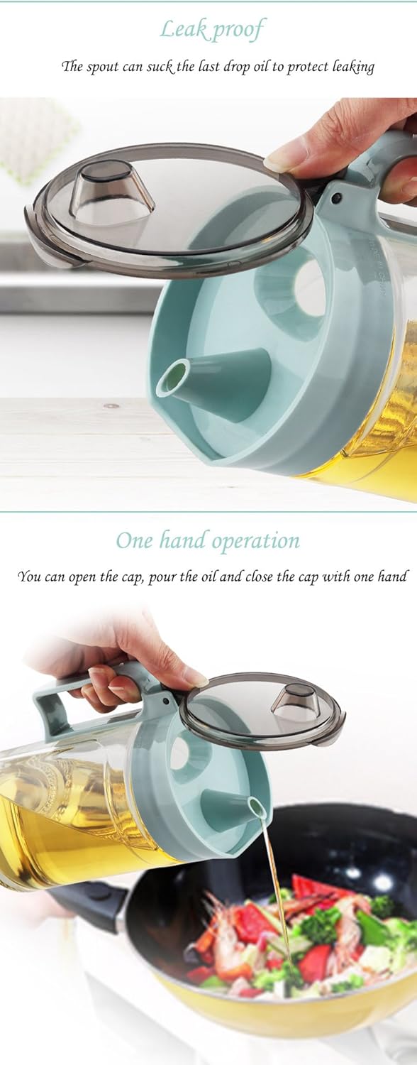 TENTA KITCHEN Olive Oil Vinegar Syrups Bottle Dispenser Cruet - 650ml(22Oz) Oil Bottle Glass With No Drip Plastic Bottle Spout And Protective Cap