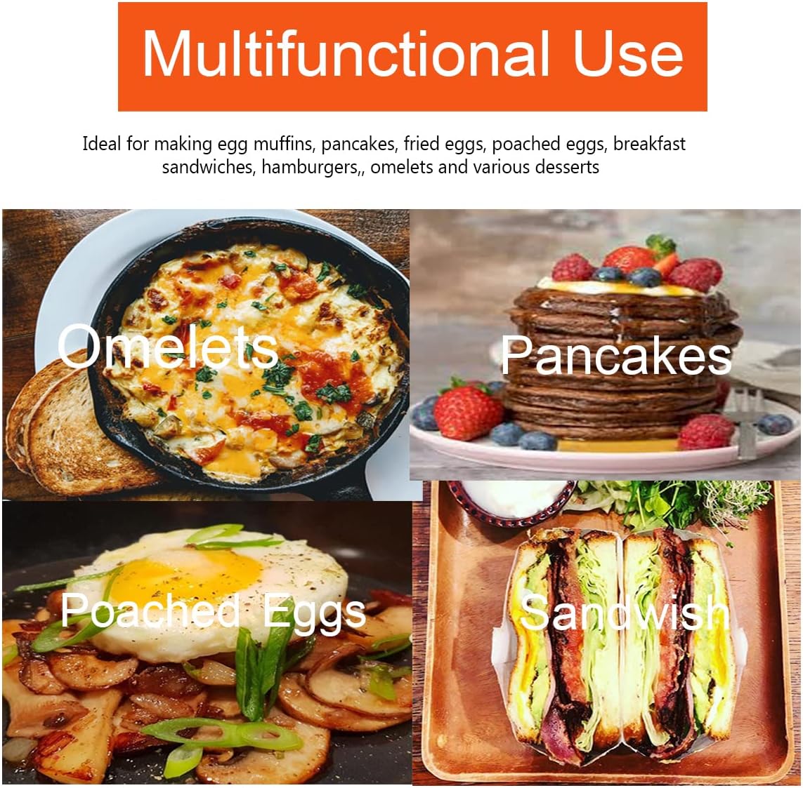 Egg Ring,4 Packs Upgrade Large 4" Egg Rings for Griddle Frying Egg,Non-stick Stainless Steel 4 Inch Griddle Egg Ring Round Egg Cooker Pancake Ring Cooking Ring for Muffin with Oil Brush Egg Separator