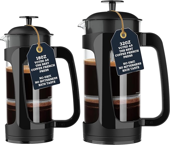 ESPRO - P3 French Press Coffee Maker – Patented Double Microfilter for Sludge and Grit Free Coffee, Black, 18 oz