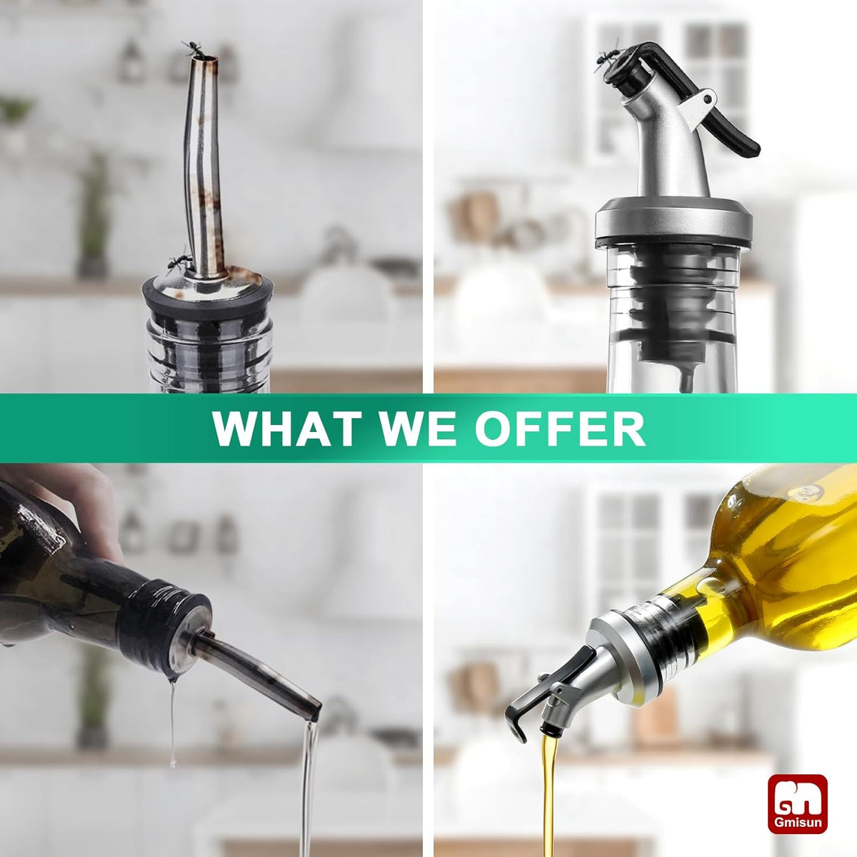 GMISUN Oil Dispenser for Kitchen, Olive Oil Dispenser Bottle, Cooking Oil Dispenser Bottle, Oil and Vinegar Dispenser Set 1Pack, Glass Oil Container Cruet-Oil Pourer Spout
