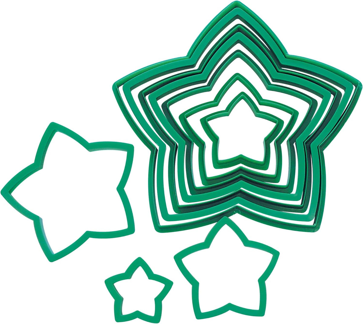 R&M International Star Tree Cookie Cutters to Make 3D Tree, 10-Piece Plastic Set