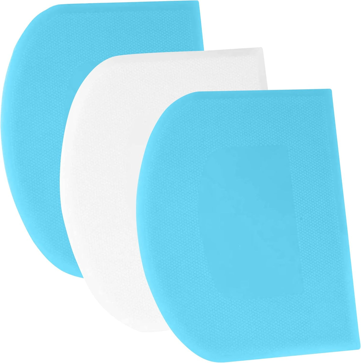 SURDOCA Dough Scraper Bench Scraper - 3P 4.7x3.7" Plastic Flexible Bowl Scraper, Sharp Edge & Angles Cake Scraper. Non-Slip Bakeware Decorating Tools Sculpting & Modeling Tools - Blue+White+Blue
