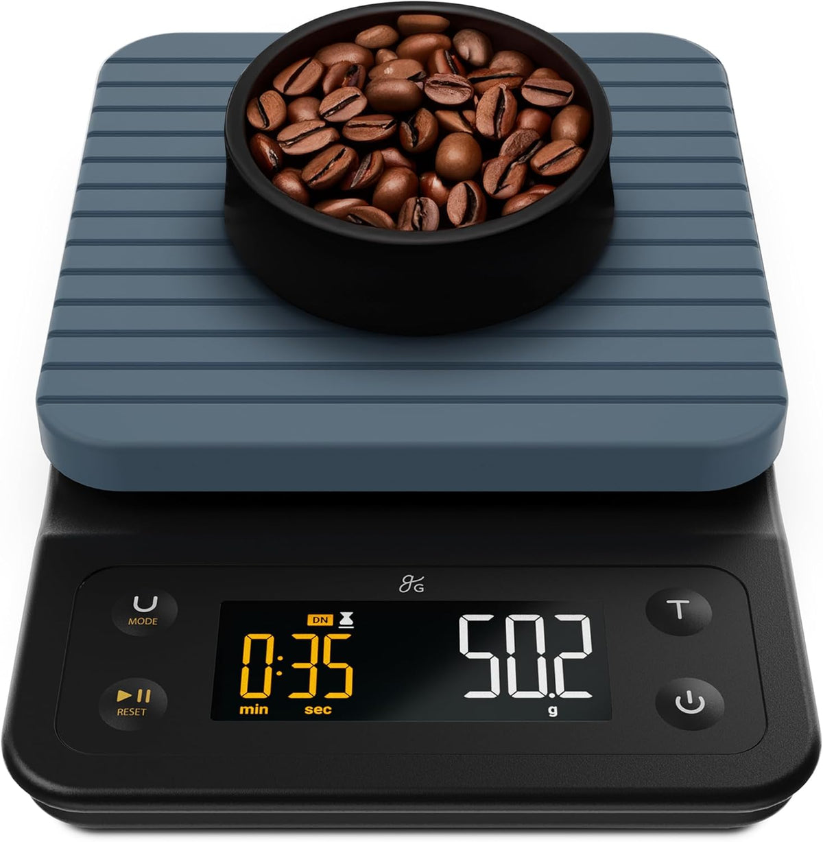 Greater Goods 0.1g Precision Coffee Scale with Timer – 3kg Digital Scale for Pour-Over, Espresso, French Press, Kitchen Use (Stone Blue)