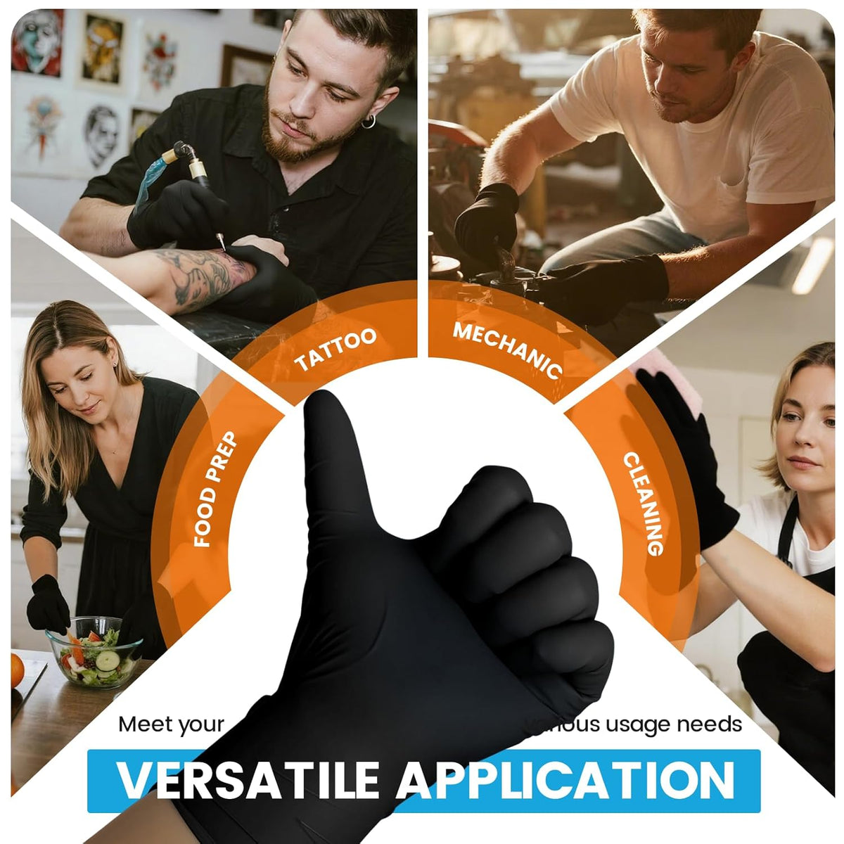 6 mil Disposable Nitrile Gloves, Heavy Duty Disposable Glove, Cooking Gloves, Latex Free, Powder Free (Black of 1000, Medium)