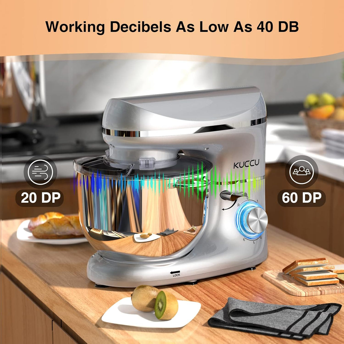 Stand Mixer, 6.5 Qt 660W, 6-Speed Tilt-Head Food Dough Mixer, Kitchen Electric Mixer with Stainless Steel Bowl,Dough Hook,Whisk, Beater, Egg white separator (6.5-QT, Silver)