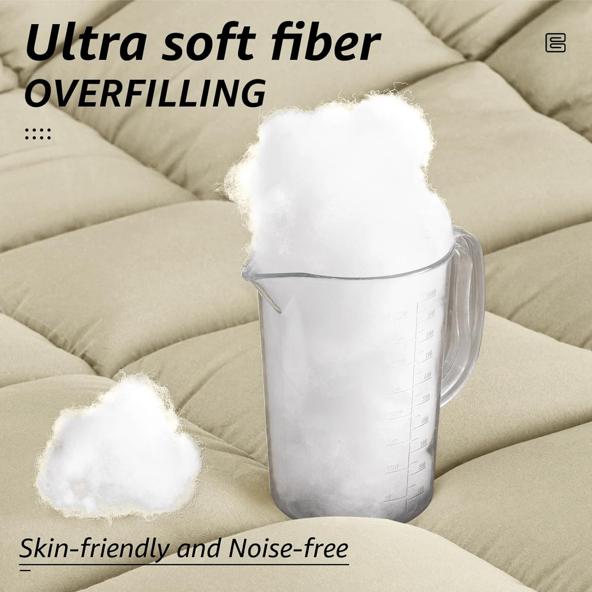 HYLEORY All Season Full Size Bed Comforter - Cooling Down Alternative Quilted Duvet Insert with Corner Tabs - Winter Warm - Machine Washable - Beige