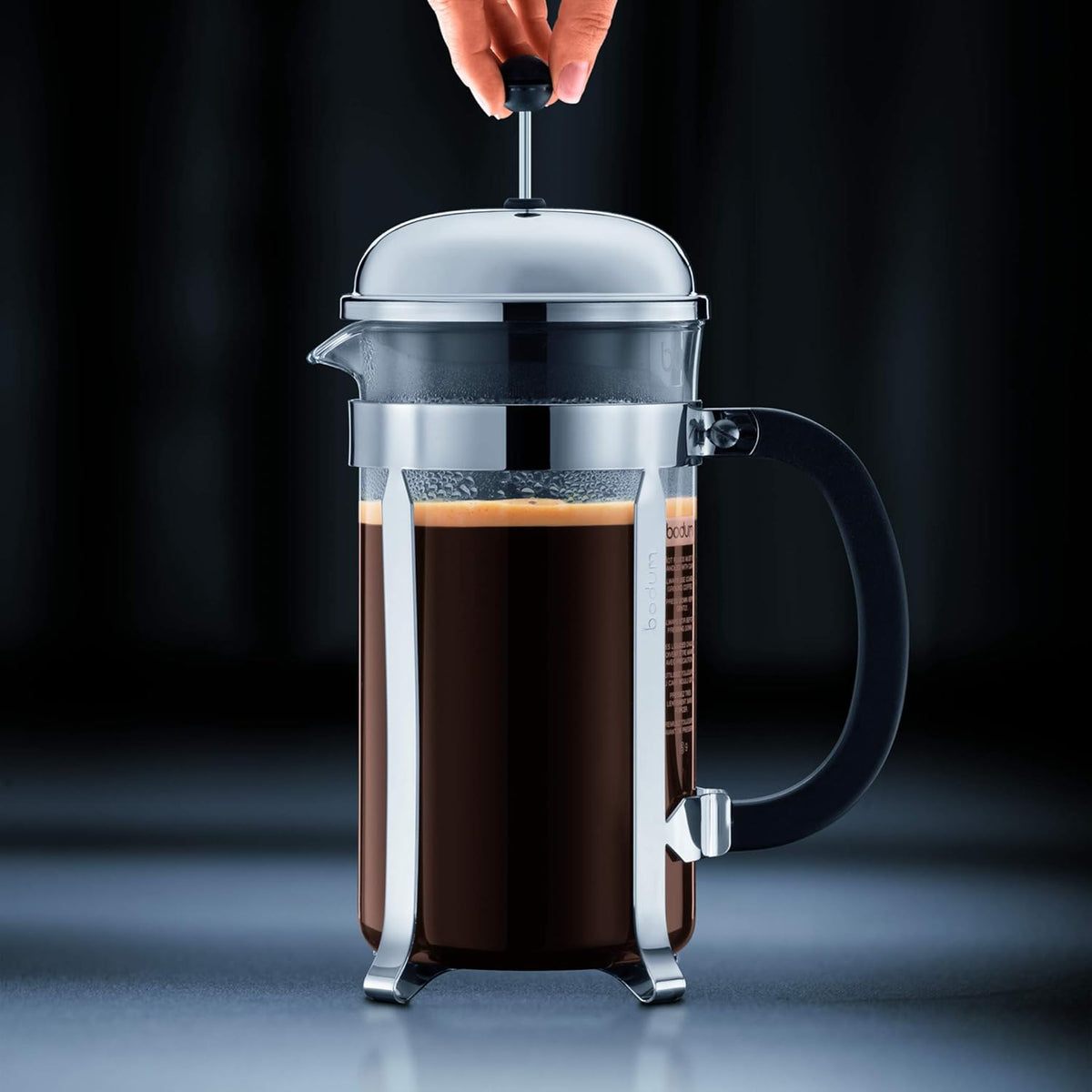 Bodum 34oz Chambord French Press Coffee Maker, High-Heat Borosilicate Glass, Brushed Stainless Steel – Made in Portugal