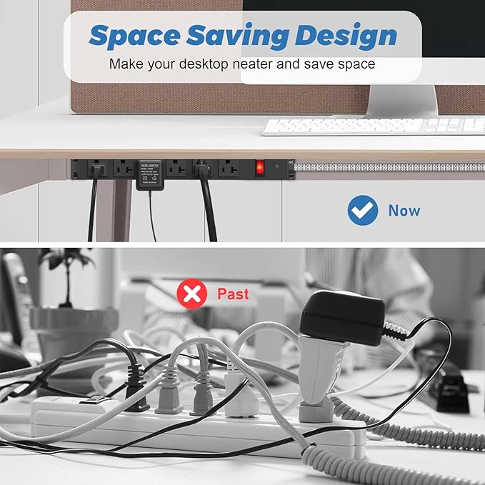 Heavy Duty Power Strip 20 amp Surge Protector,Wall mountable Power Strip,12 Gauge Extension Cord 5-15P Adapter High Amp 6-20R T-Slot Industrial Outlet,for Garage,Workshop & Industrial