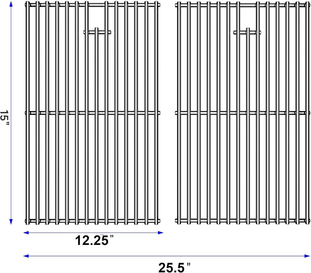 15 Inch Grill Cooking Grates Replacement for Broil-Mate 165154 195554, Broil King 986557, 9869-54 9869-57, Signet, Crown, Huntington, Sterling 1155-54, Stainless Steel Grids, 15" D x 25.5" W