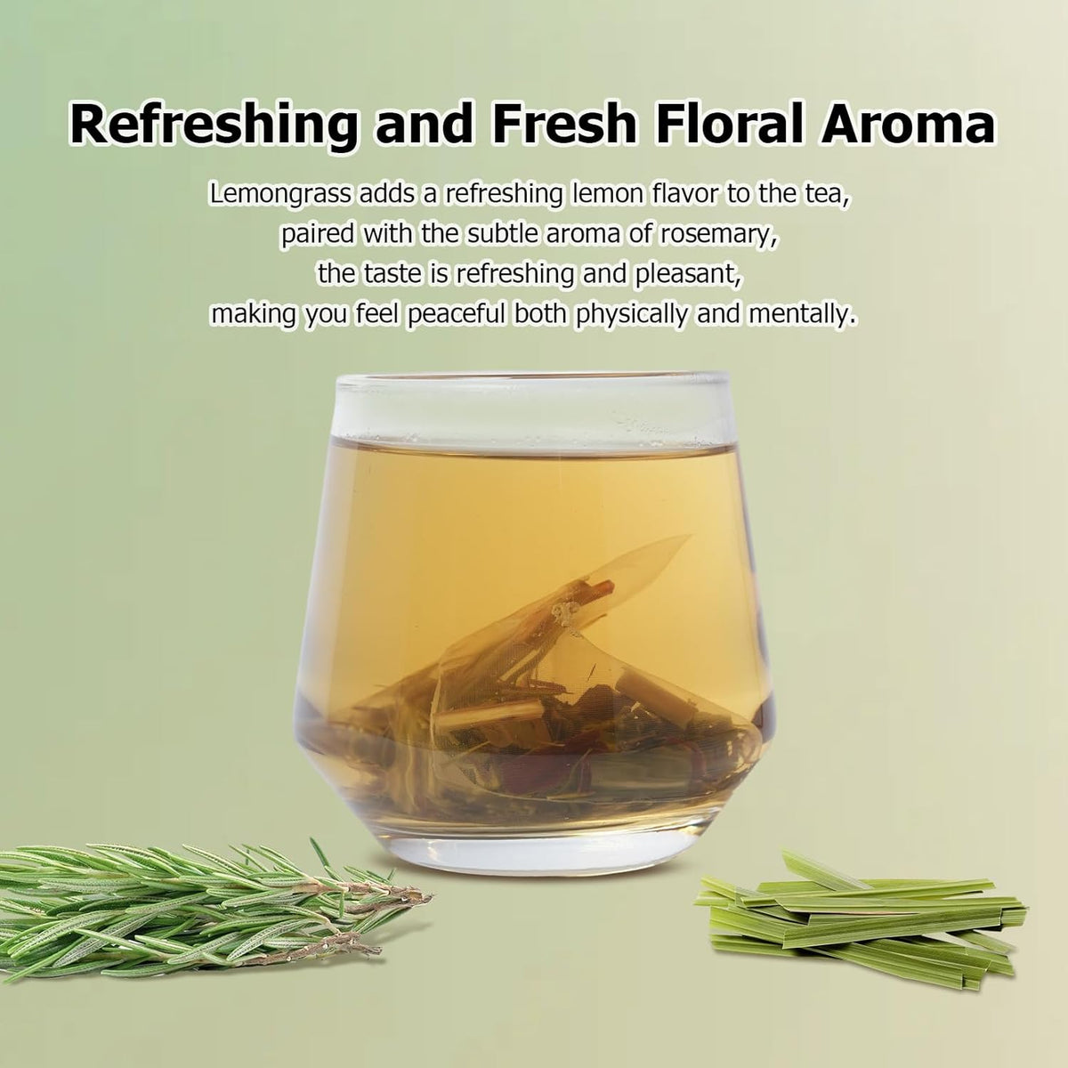 HANFANGLING Rosemary Lemongrass Herbal Tea - 20 Tea Bags, Natural Blend of Rosemary & Lemongrass, Caffeine-Free, Refreshing & Uplifting, Relaxation & Digestion