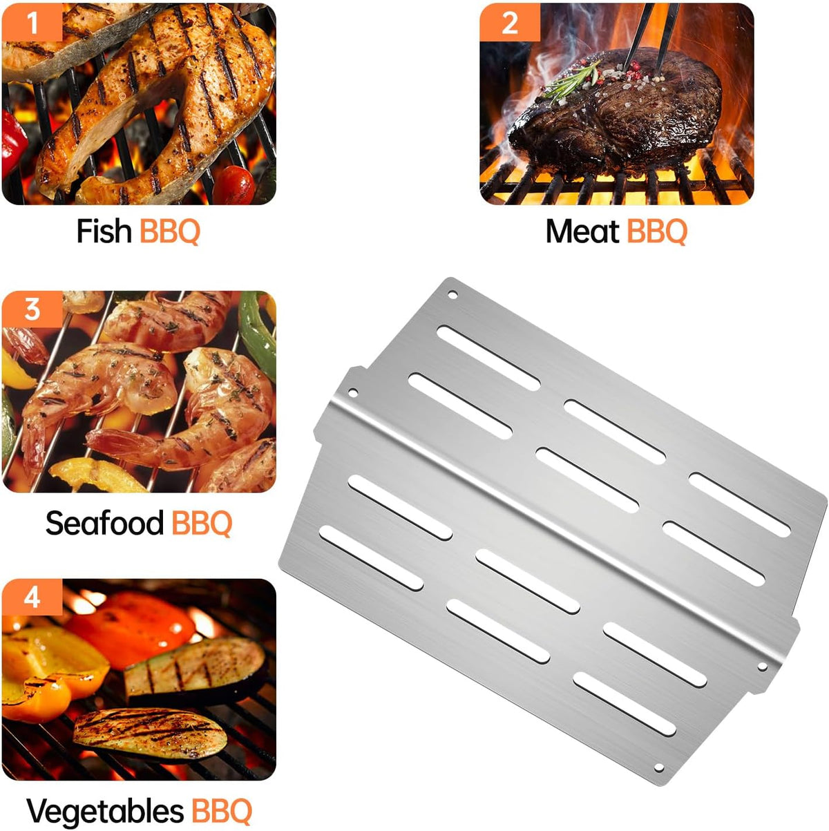 7620 Flavorizer Bars 7622 Heat Deflector for Weber Genesis Grill Parts 300 Series E/S-310 320 330 EP/cep-310 320 330 (with Front Control Knob),Stainless Steel Heat Plate