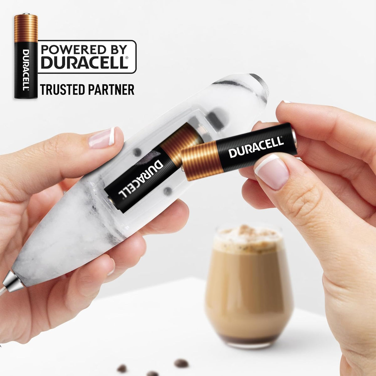 Zulay Kitchen Patented Tornado Triple Whisk Milk Frother with 4 Duracell Batteries – Handheld Foam Maker for Coffee, Lattes, Matcha & Hot Chocolate – Rich, Creamy Froth in Seconds