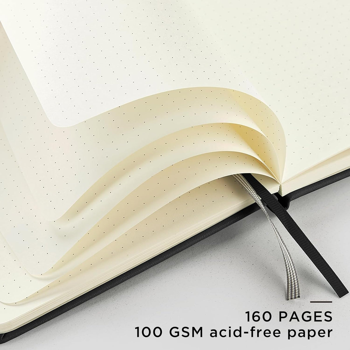&And Per Se Dotted Journal Notebook (10 packs), A5 Hardcover Leather Bullet Dotted Journal, 160 Pages 100GSM Thick Paper, 3 Sheets of Stickers Included - 5.7'' x 8'' (Black)