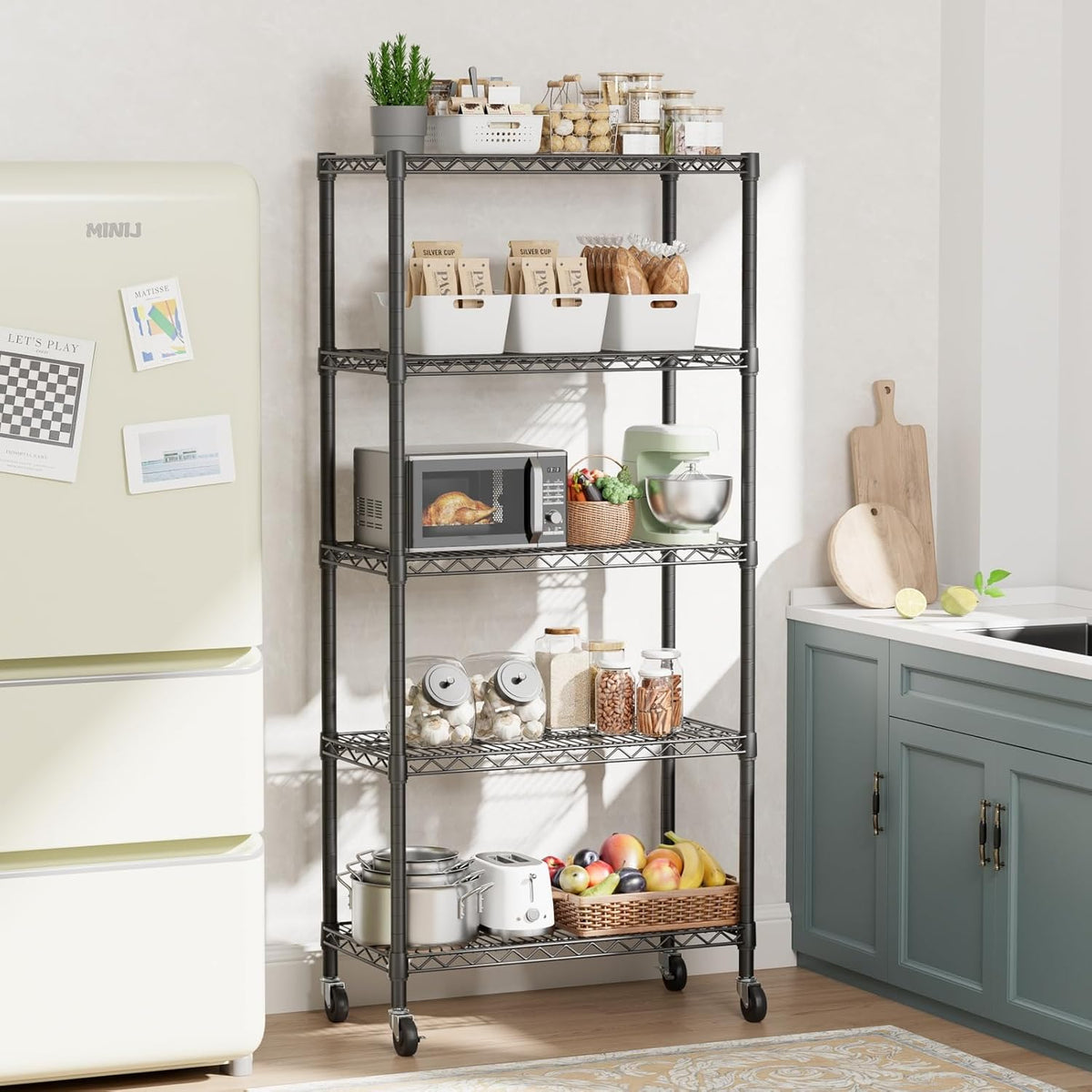 SINGAYE Garage Heavy Duty Shelving Unit Kitchen Pantry Close Home Organizers and Storage Bathroom Shelf Laundry Room Organization Industrial Book Metal Wire Adjustable Shelves