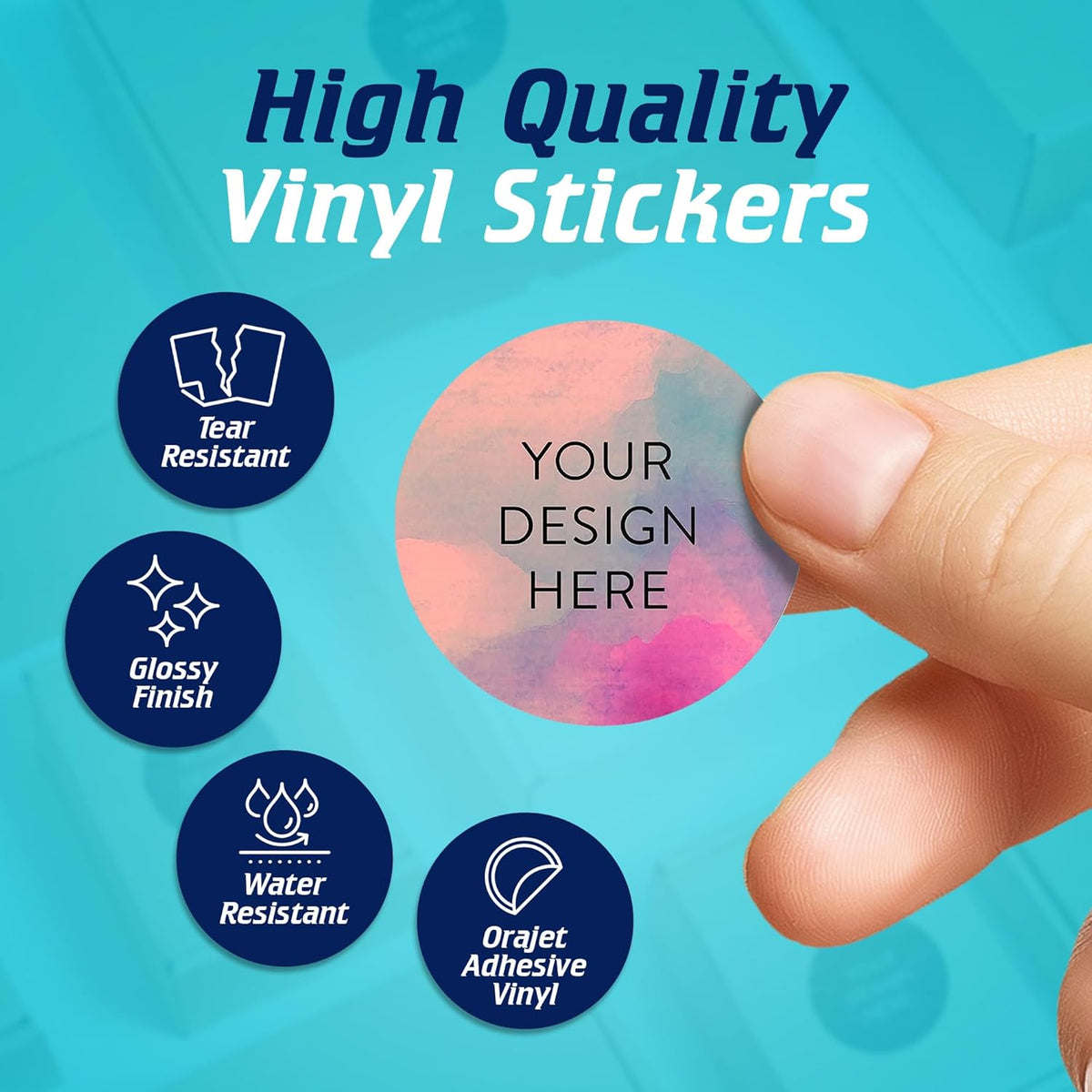 100 Custom Vinyl Stickers - Upload Your own Image, Text, Design, Logo - Personalized Logo Labels for Handmade, Packaging, Bottle, Jars, Candle, Brand Stickers (Rose, 1.5x1.5)