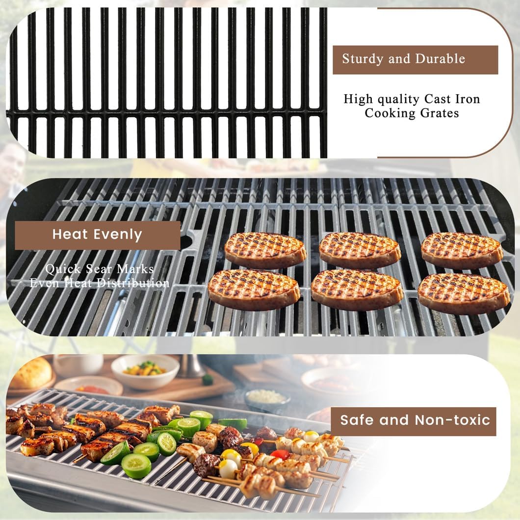 CF161C (3-Pack) 16 4/9'' Cast Iron Cooking Grid for Dyna Glo DGF493BNP,DGH474CRP,for Backyard Grill Parts BY13-101-001-12,for Uniflame Grill GBC1030WRS