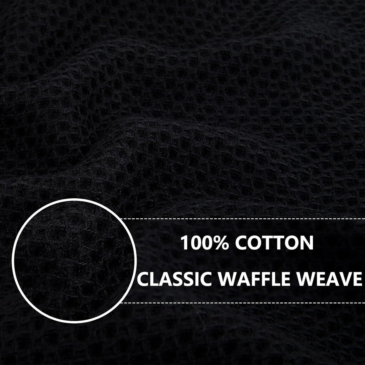 Homaxy 100% Cotton Oversized Waffle Weave Kitchen Dish Towels, Ultra Soft Absorbent Quick Drying Cleaning Towel, 20 x 28 Inches, 4-Pack, Black