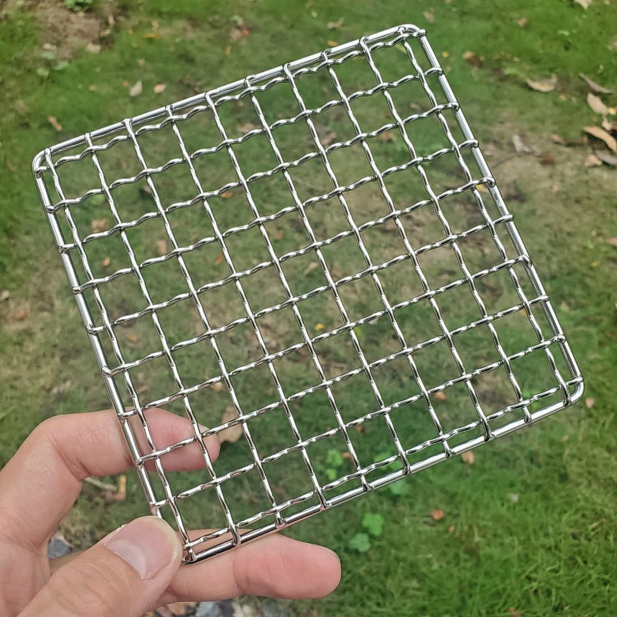 2Peices Backpacker Bushcraft Grill Grate Stainless Steel BBQ Cooking Grill Mesh Campfire Grill Square Round for Camping, Backpacking, Hunting Fishing