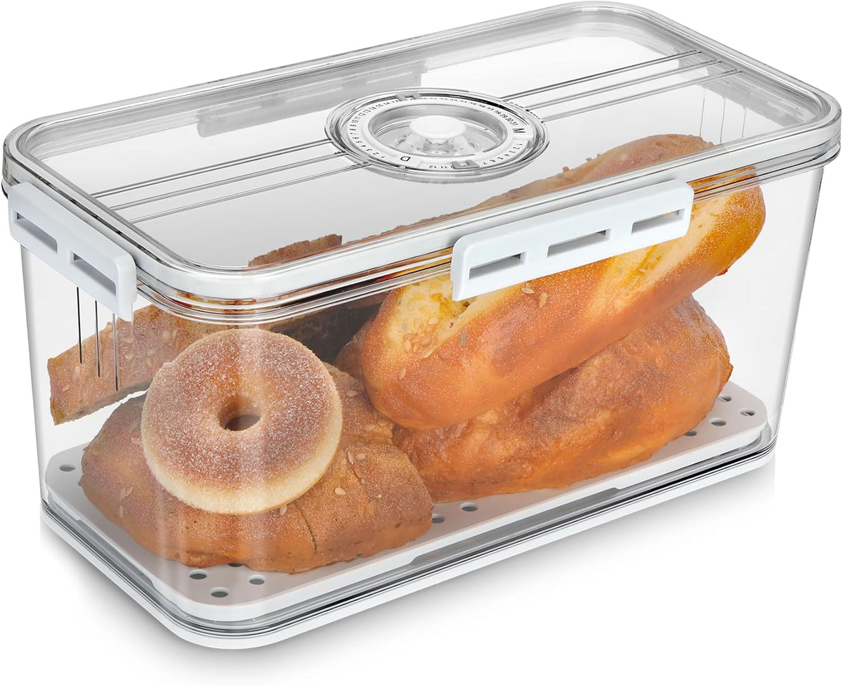 Airtight Clear Bread Box - SHTALHST Plastic Storage for Kitchen Countertop, Fresh Homemade Bread Keeper