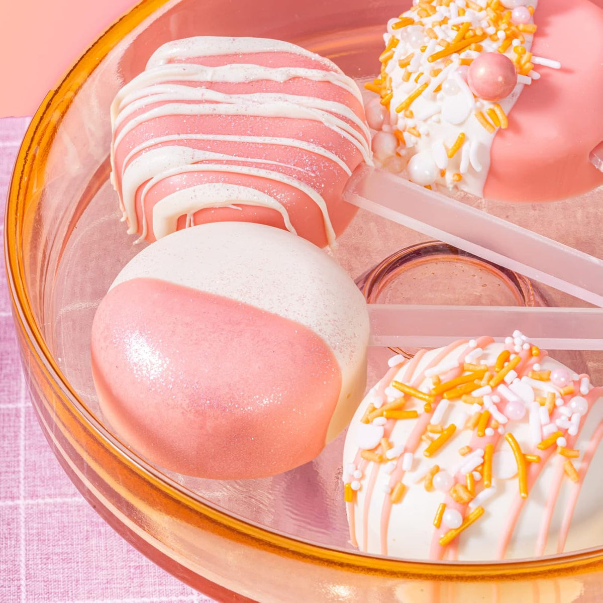 Fancy Sprinkles Halle Round Cakesicle Mold, 4 Cavities Reusable Silicone, Includes 8 Clear Acrylic Sticks,Baking & Dessert Decorating, Oven Safe (10 ¼” W x ⅞” H x 6 ⅜”)