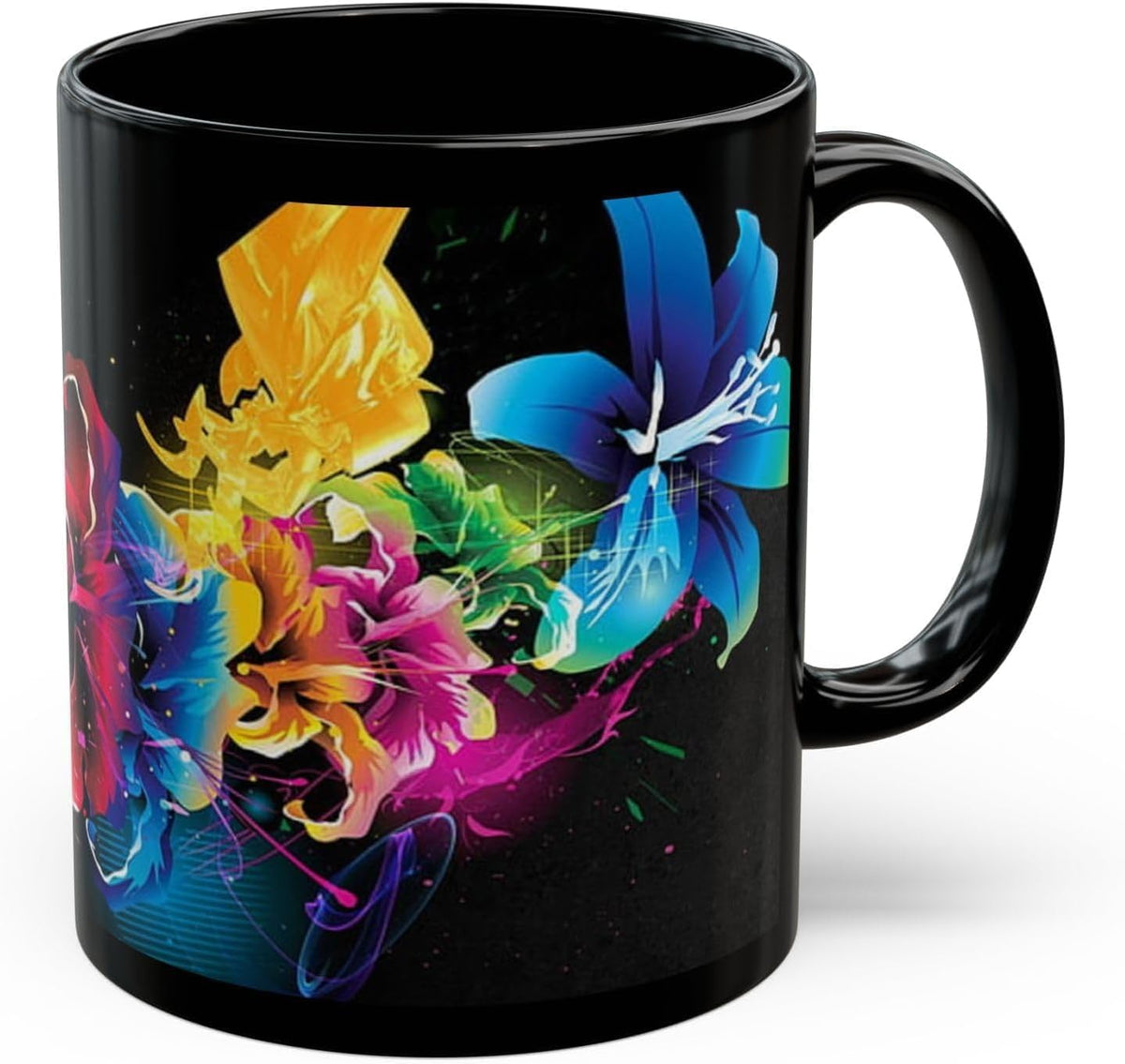 11 OZ Novelty Coffee Mug – Vibrant Floral Design – Unique Ceramic Tea & Coffee Cup – Gift for Women, Gardeners, Flower Lovers – Colorful Holiday Drinkware