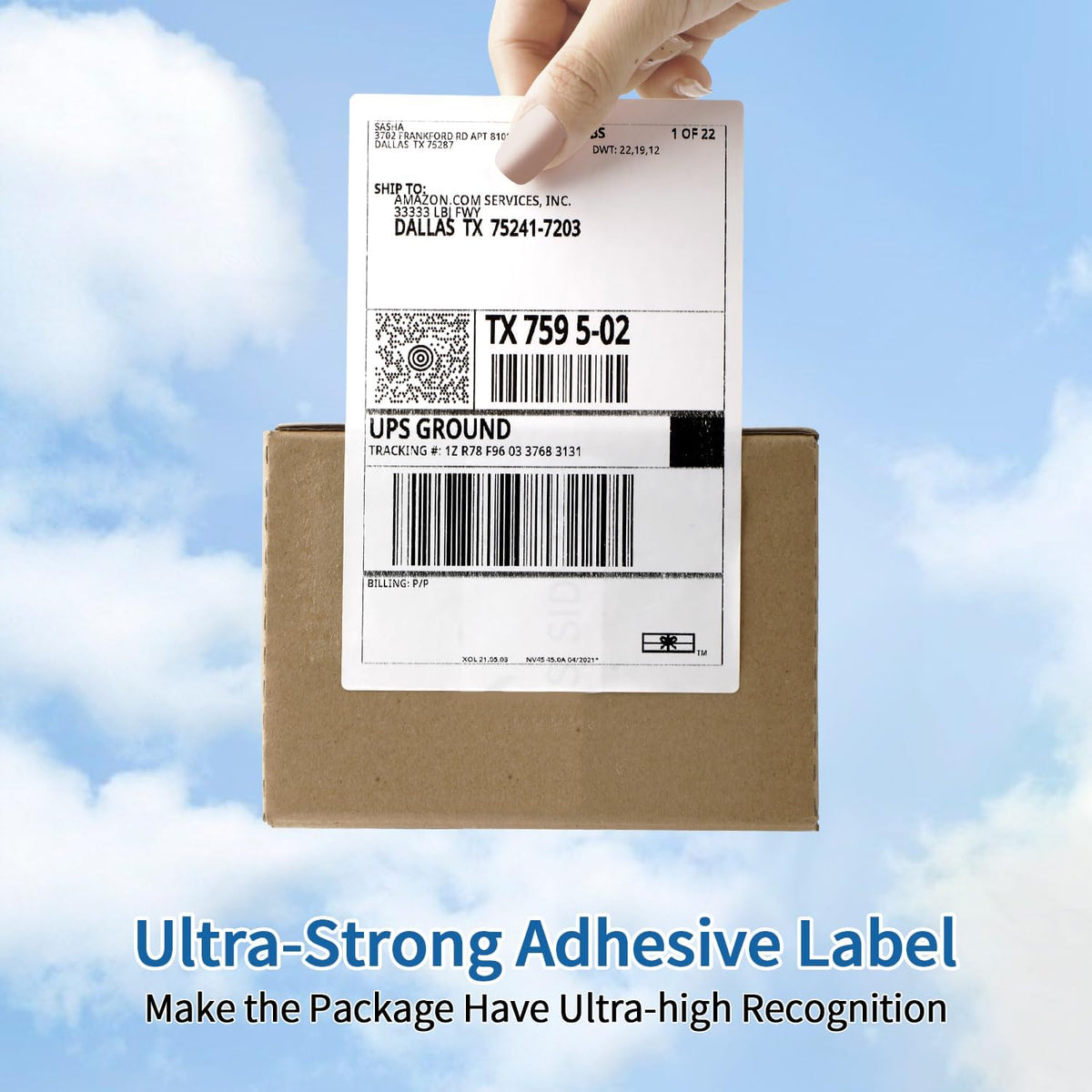 Fanfold 4x6 Direct Thermal Shipping Labels with Perforations, White 100 Labels, Permanent Adhesive, Mailing Label for Thermal Printer, Compatible with POLONO, MUNBYN Label Printer