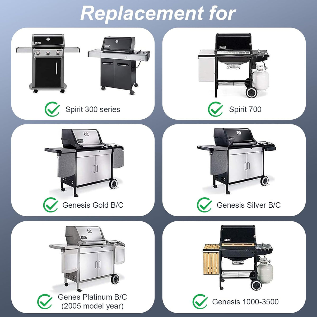 Grill Parts for Weber Spirit e310, 17.5" Grill Grates for Weber Spirit 300 and Spirit II 300, Spirit E/S310 E/S315 320 330 SP320, Spirit 700, Genesis 1000-3500, Gold & Silver B/C Gas Grill, 7638 7639