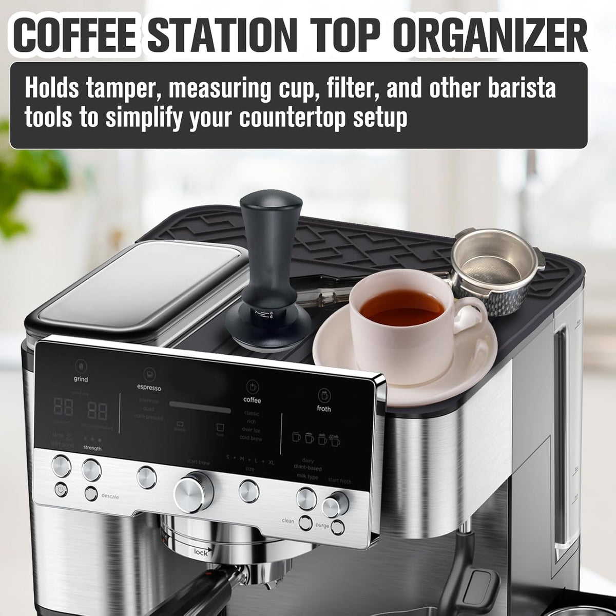 Espresso Coffee Machine Top Mat for Ninja Luxe Cafe ES601, Protect the top from scratches, Anti-Slip, Waterproof, Heat-Resistant - Food Grade Silicone Coffee Top Mat for Ninja Luxe Cafe Accessories