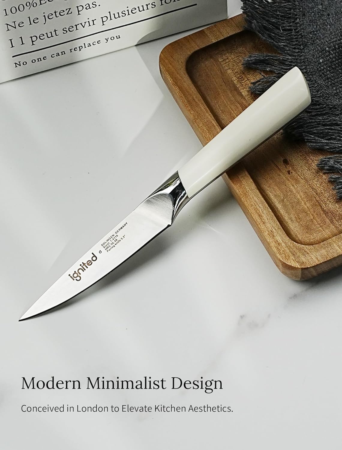 3.5 Inch Paring Knife – German Stainless Steel, Ergonomic Ivory White Handle, Minimalist Small Kitchen Knife for Peeling & Cutting, Ideal Gift for Chefs, Cooks