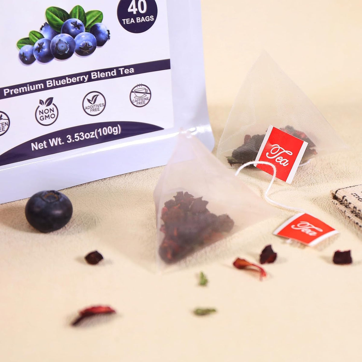 TEARELAE - Blueberry Tea, 40 Count - Premium Blueberry Tea Bags with Hibiscus, Mint & Raisins - Refreshing Taste - Non-GMO - Caffeine-Free