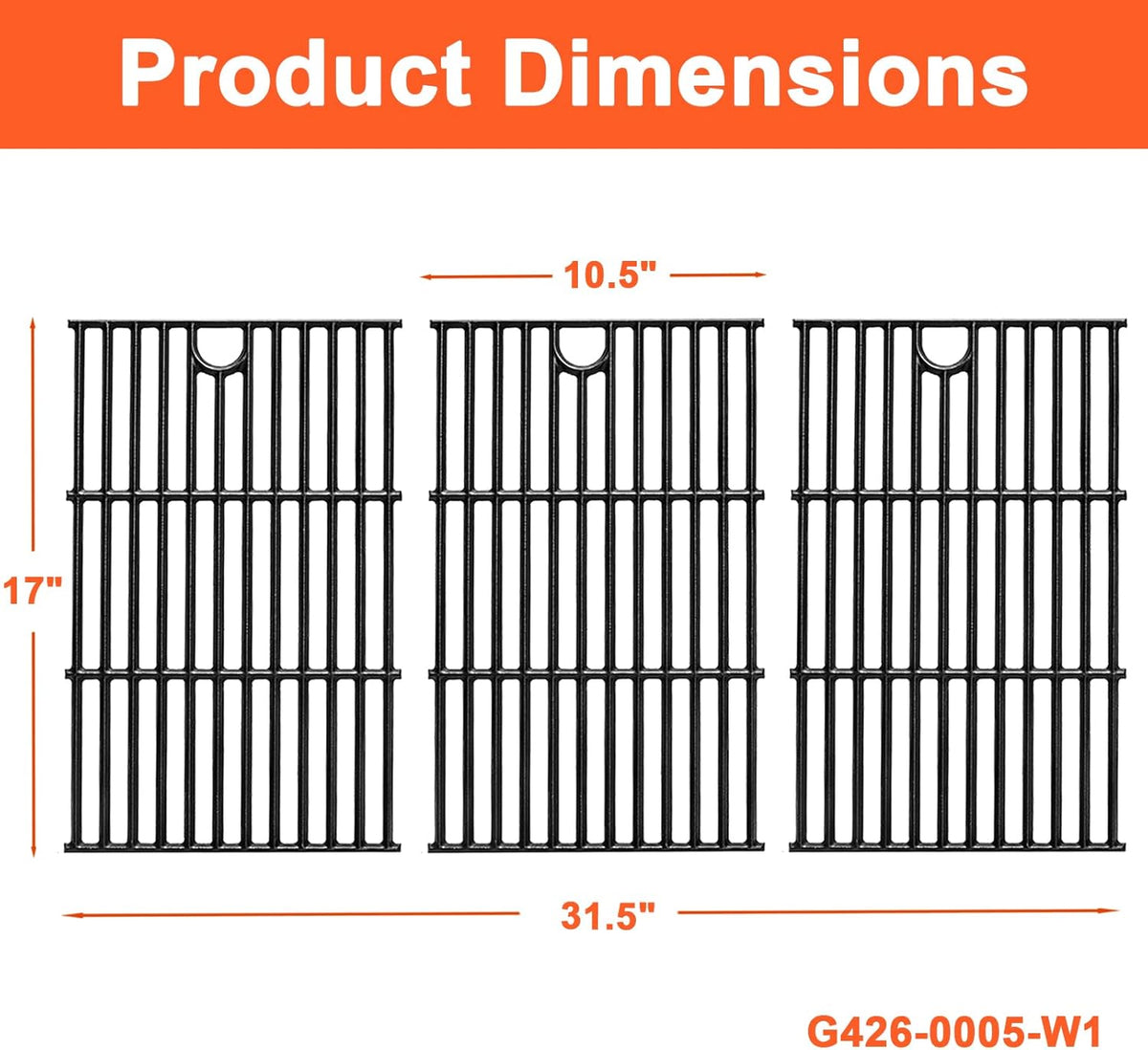 17" Grill Part Kit for Charbroil Performance 6 Burner 463228622 463229021 463229521 463229521B 463284422, Grill Grates/Heat Plates/Burners/Adjustable Crossover Tube/Ignition for Charbroil Grills