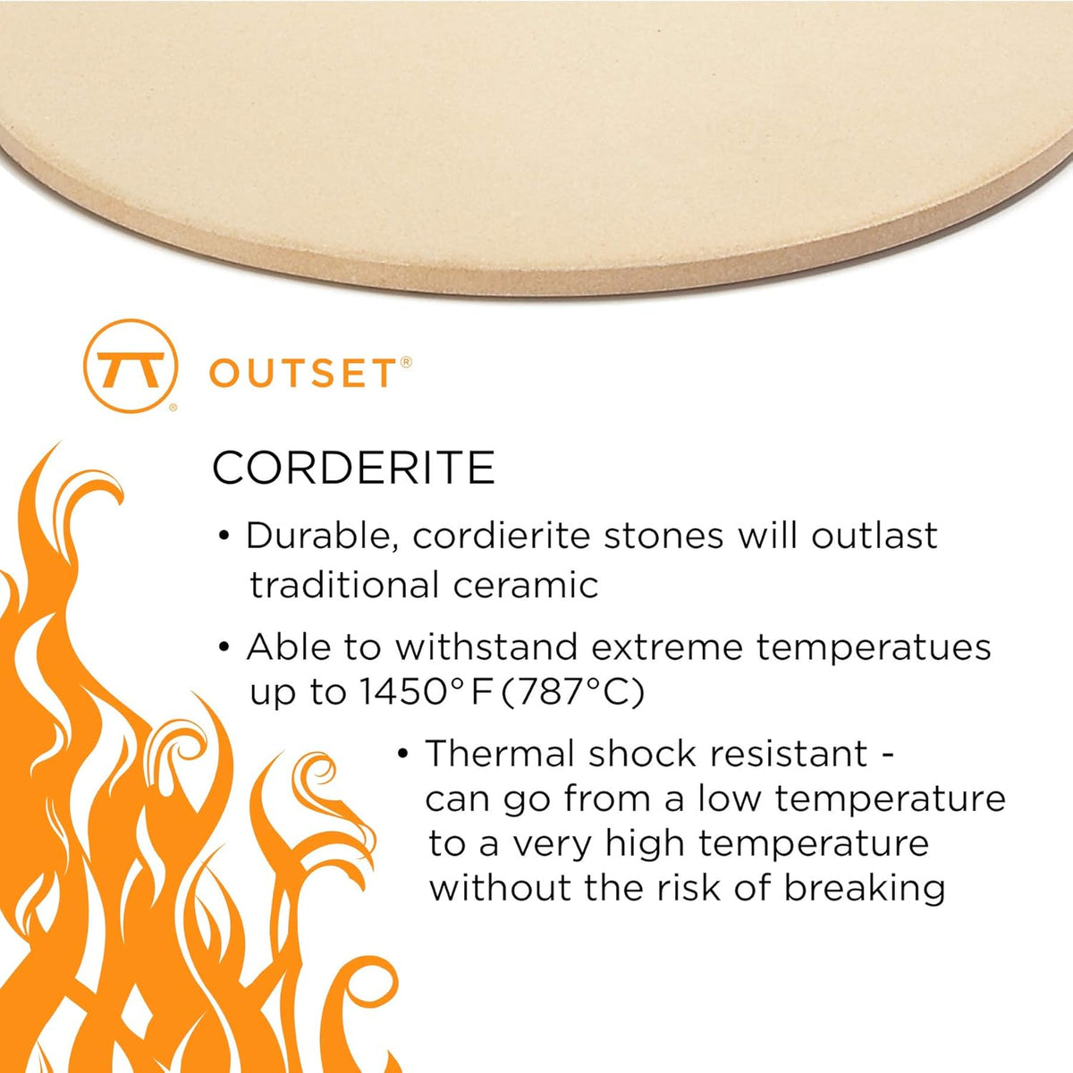 Outset 76176 Pizza Grill Stone Tiles, Light Brown, Medium, Set of 4