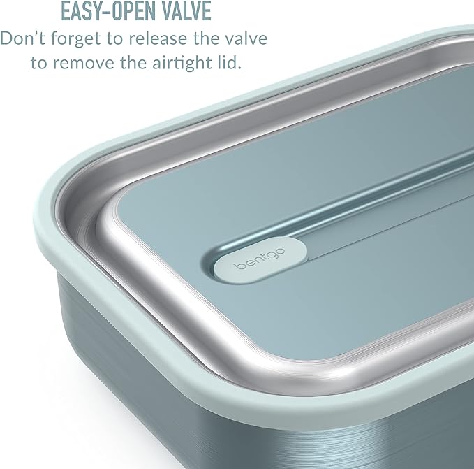 Bentgo MicroSteel Leak-Proof Lunch Box - Microwave-Safe, Oven-Safe, Bento-Style Container with Removable Divider, Airtight Lid, Sustainable Design, Odor & Stain Resistant (Aqua)