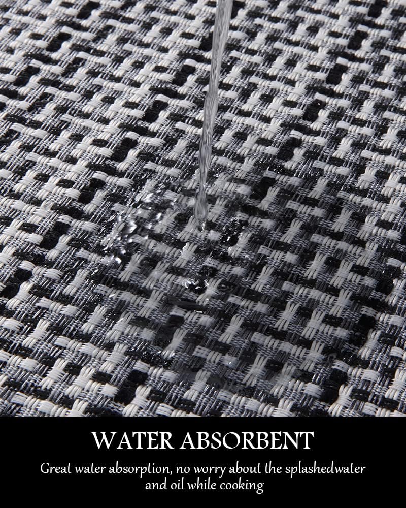 PADOOR Kitchen Mats for Floor, Kitchen Rugs Non Slip Washable, Rubber Backed Kitchen Runner Super Absorbent Kitchen Floor Mat Sink Rug, 20”x47” Black