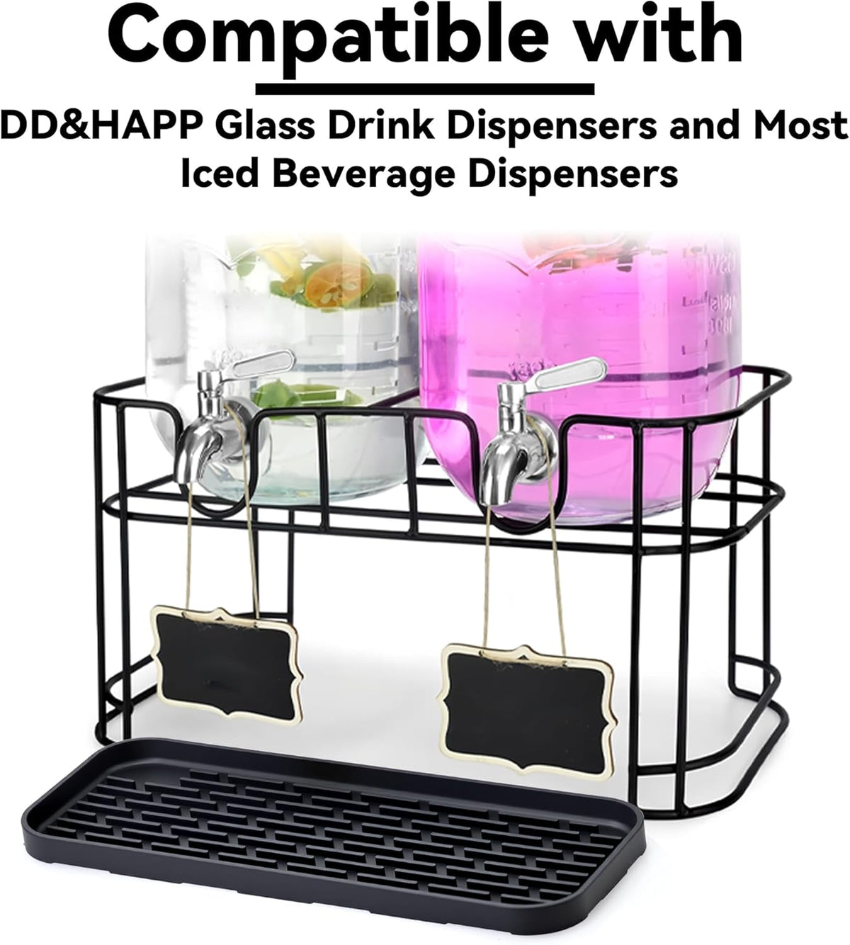 Drip Pan Compatible with 1 Gallon Drink Dispenser, 1 Pcs Silicone Tray Mat for DD&HAPP 1 Gallon Glass Drink Dispenser