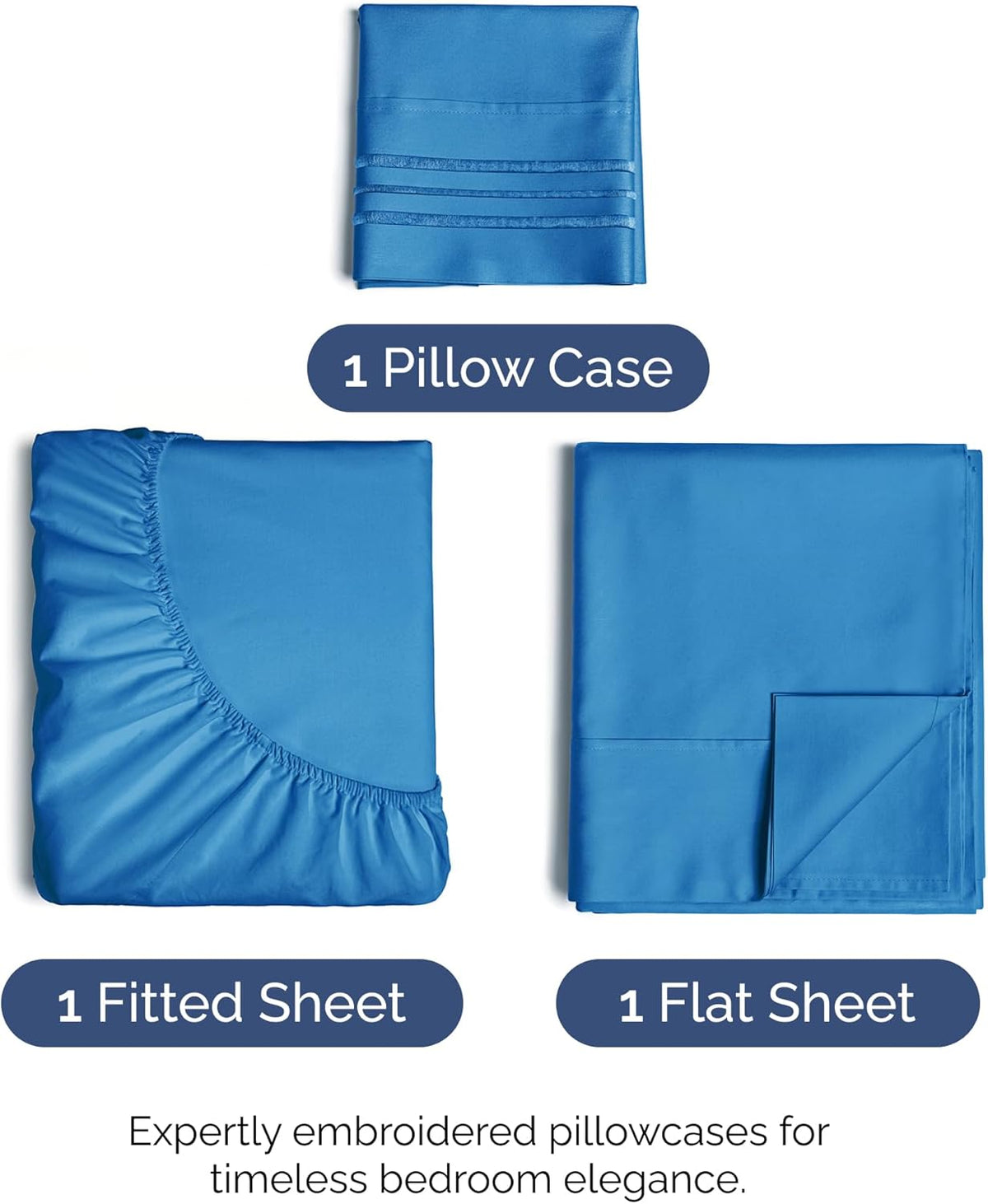Twin Size 3 Piece Sheet Set - Comfy Breathable & Cooling Bed Sheets Set - Hotel Luxury Bedding for Women, Men, Kids, Teens, Boys & Girls - Deep Pockets, Soft and Wrinkle Free - Oeko-Tex - Royal Blue
