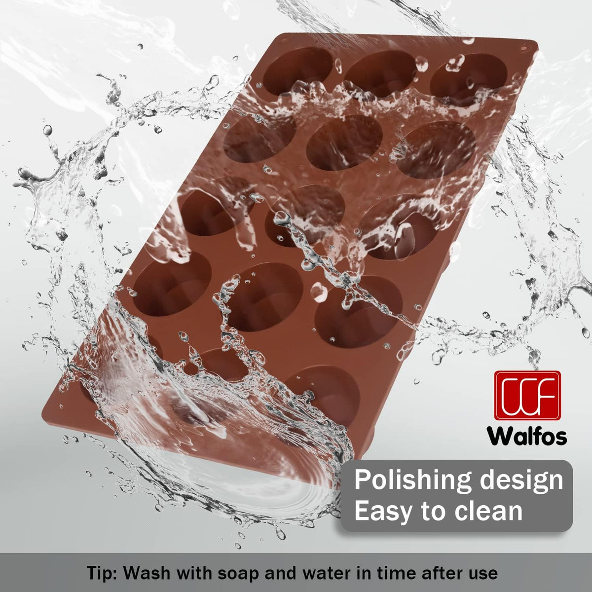 Silicone Fat Bomb Molds, Walfos Silicone Candy Mold, 15 Cavity Round Mold -Perfect for Keto Fat Bomb, Jelly, Dark Chocolate, Mini Peanut Butter Cup, 2 Packs