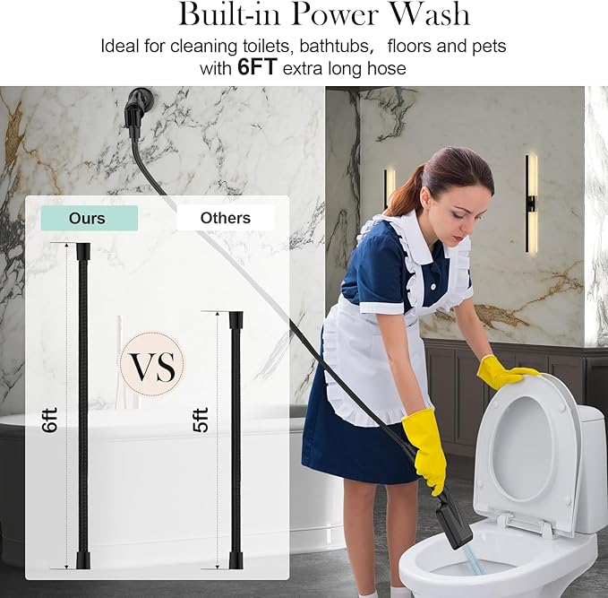Filtered Shower Head with Handheld Matte Black - High Pressure 6 Modes, 120 Anti-clog Nozzles, Detachable Showerhead with Hard Water Filters, Extra Long 6ft Hose, Power Wash Mode for Bathroom