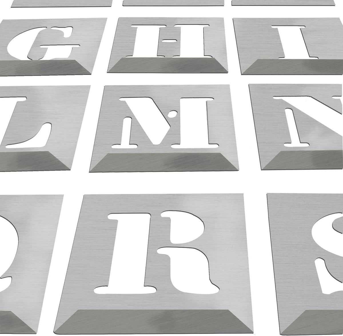 HAUTMEC Vintage Aluminum Letters Stencils, A to Z Aluminum Stencils & Holder, 2-1/2"(60mm) Letters, Shop Stencil, Advertising Stencilling, Craft-Printing, Reusable HT0244-ST