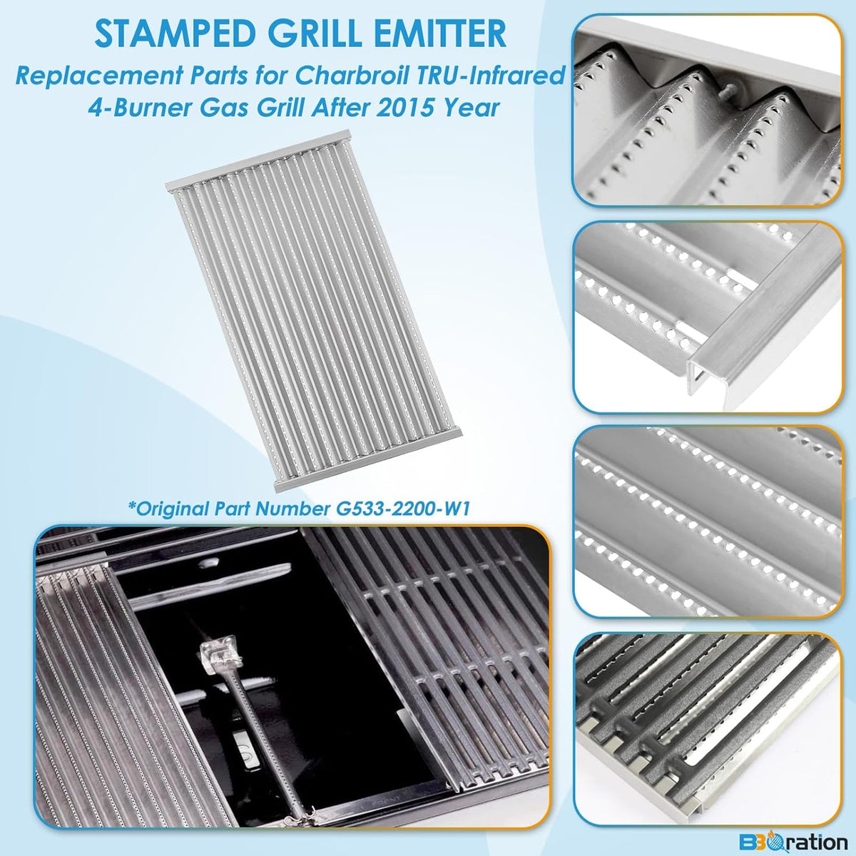 G533-2200-W1 17" Grill Emitter Replacement Parts for Charbroil TRU Infrared 4-Burner Grill 463242715 463242716 466242716 466242815 463257520 463276016 463255020 for Charbroil Grill Replacement Parts