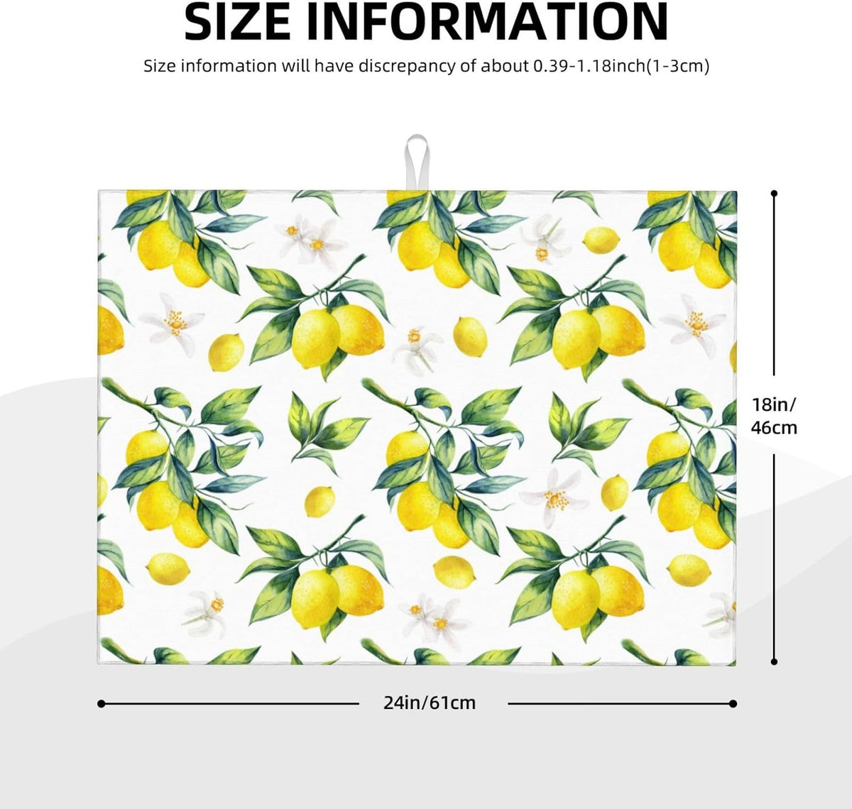 Tropical Lemon Leaves Dish Drying Mat, Highly Absorbent Microfiber Kitchen Counter Pad Reusable Washable, 18*24"